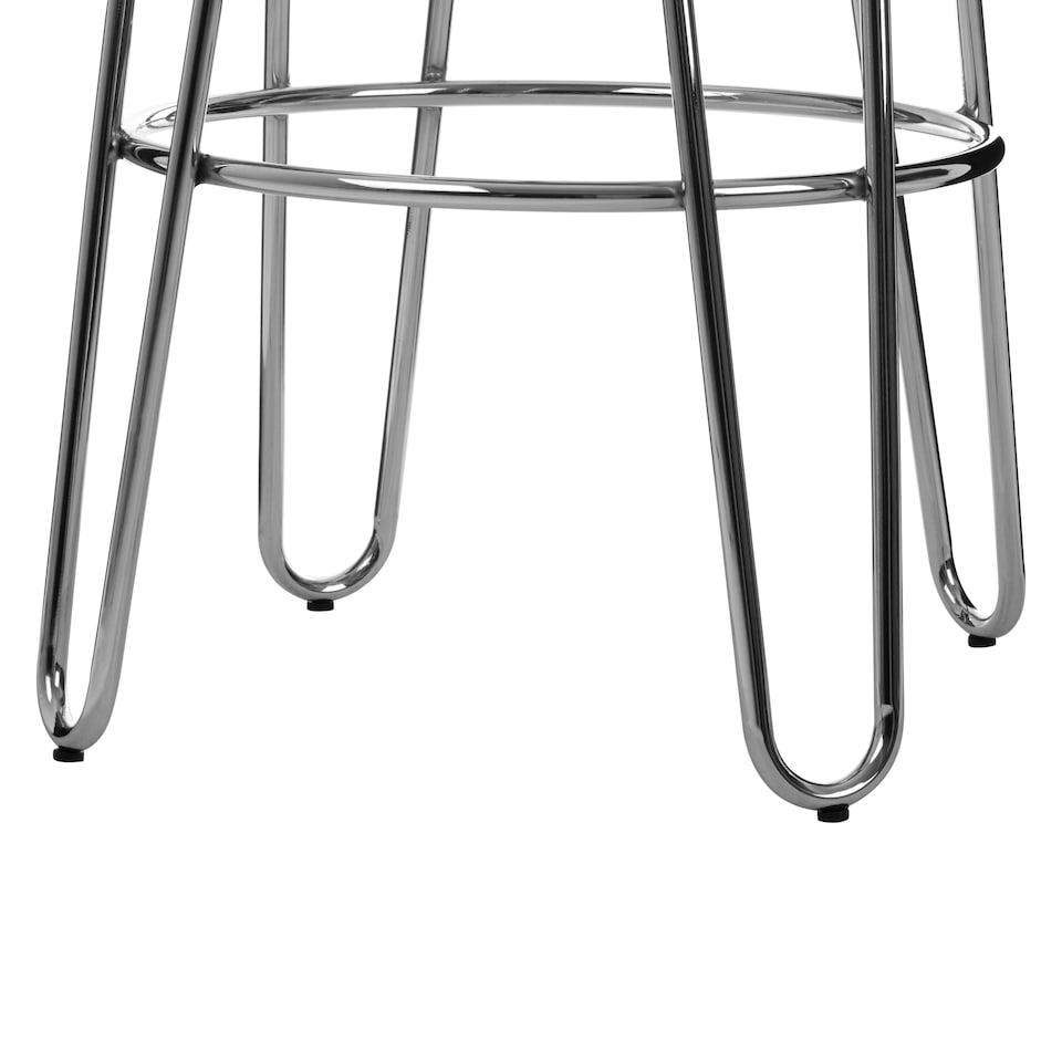 image 1 of Interiors by Premier Chrome Metal and Elm Wood Round Bar Stool, Hairpin Stool, Sturdy Stool for Bar, Kitchen Counter
