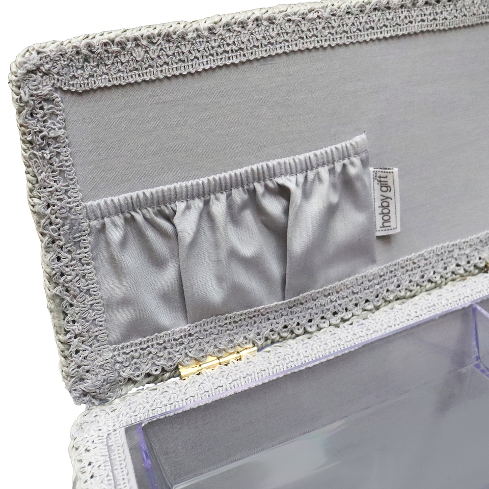 image 1 of Hobby Gift Large Twin Lid Sewing Storage Box, Grey Spot
