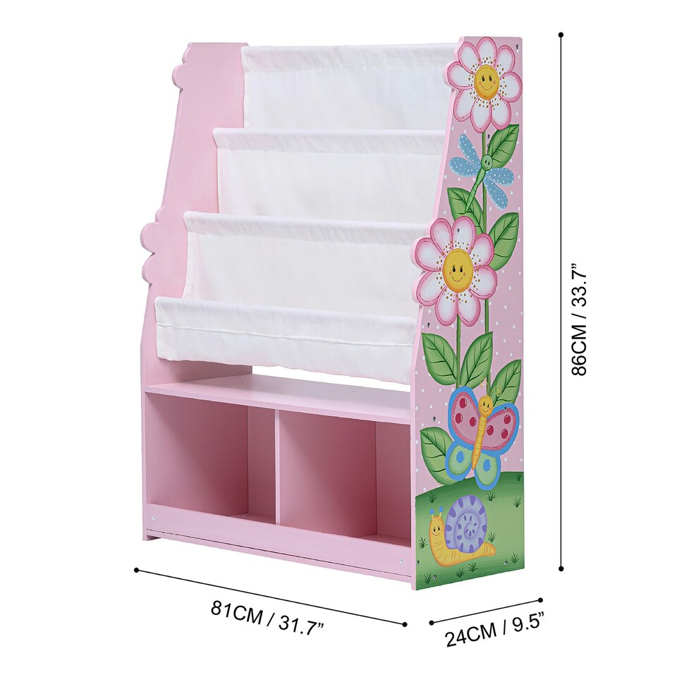 image 1 of Teamson Kids Magic Garden Book Rack Storage Kids Display Bookshelf