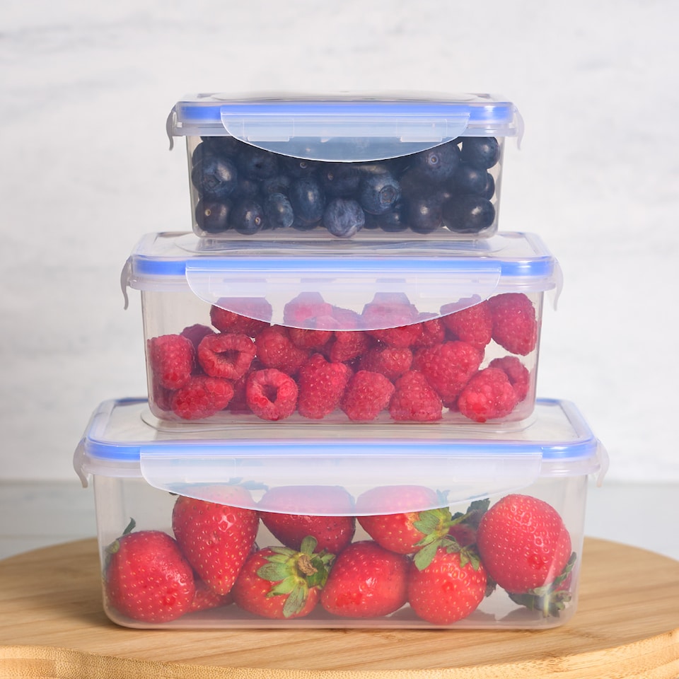 image 1 of OHS 3 Pack Plastic Food Storage Containers With Lids Lunchbox Set