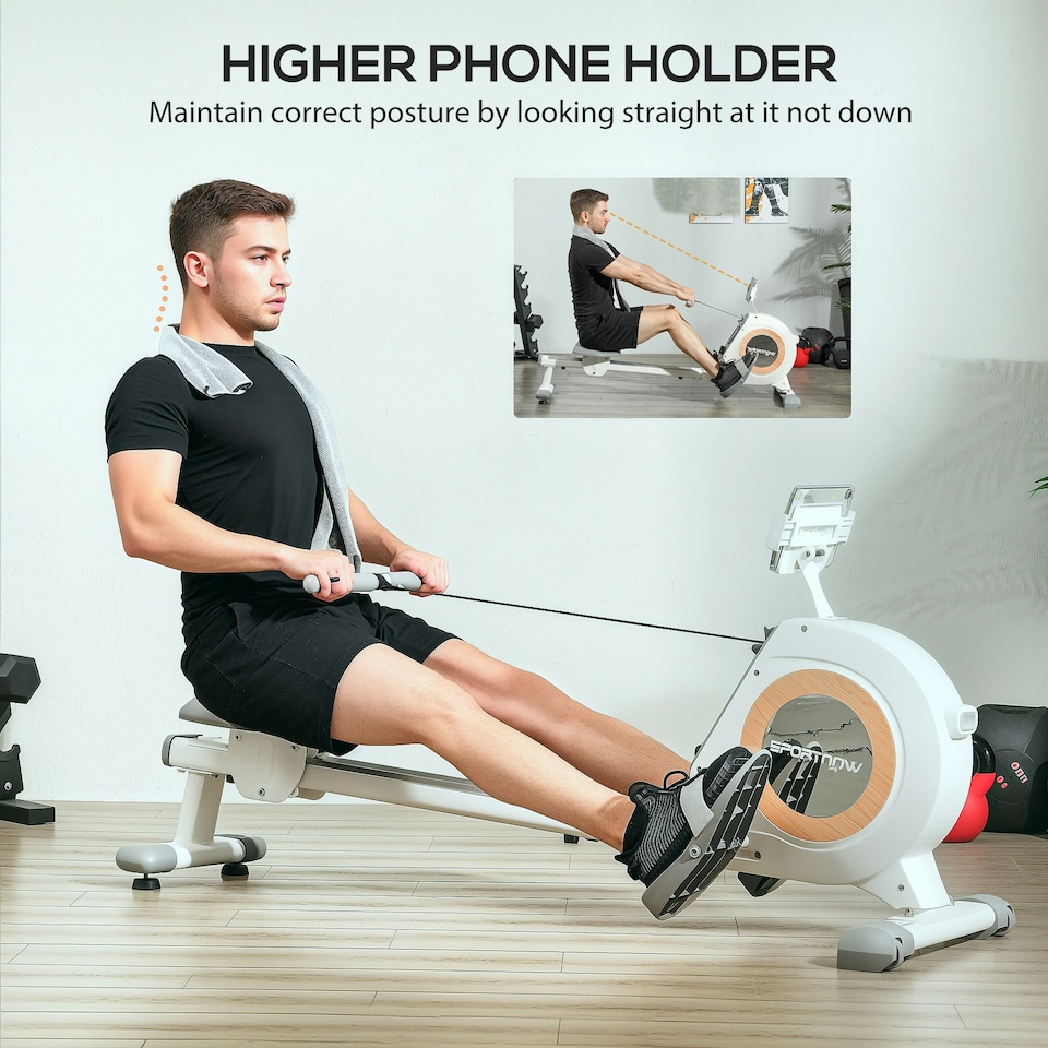 image 1 of SPORTNOW Rowing Machine, 16-Level Magnetic Rower Machine