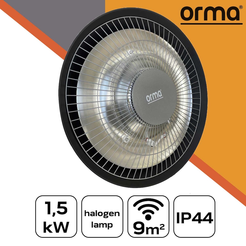 image 1 of VFM e-Store Ceiling-Mounted Halogen Patio Heater Black - Slim Instant Heat for Gazebos