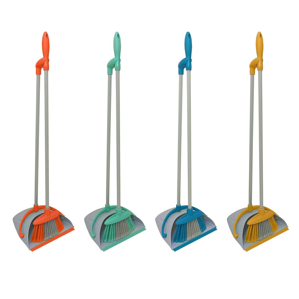 image 1 of Charles Bentley Brights Indoor Long Handled Lobby Dustpan & Brush Set - Yellow