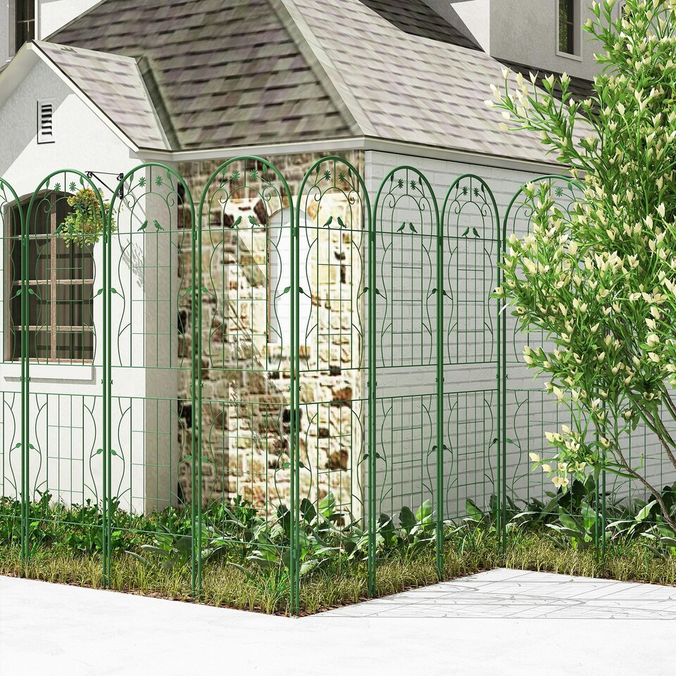 image 1 of COSTWAY 2 Pack Garden Trellis Galvanized Steel Fence Barrier