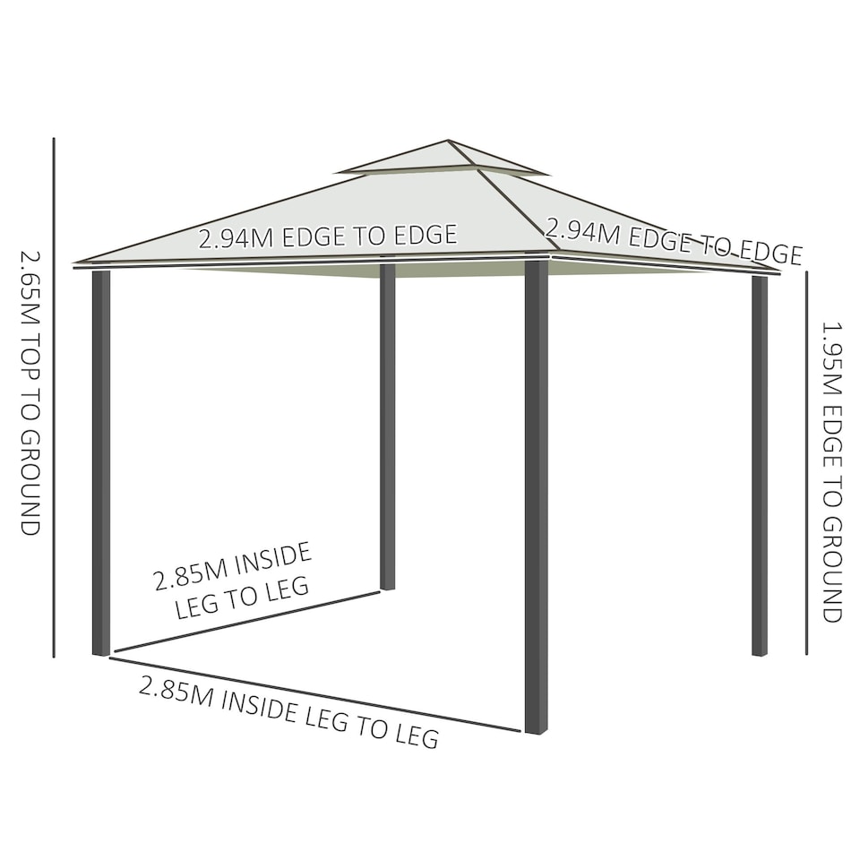 image 1 of Outsunny 3 x 3 m Metal Gazebo Garden Outdoor 2-Tier Roof Marquee Party White
