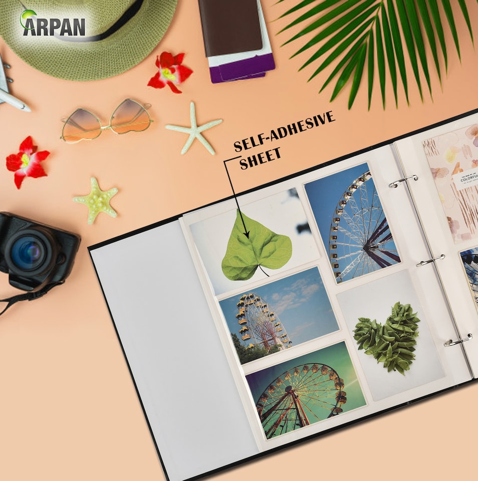 image 1 of ARPAN Extra-Large 3-Ring Binder Self Adhesive Photo Album – 20 Sheets / 40 Sides – Sticky Page Scrapbook Memory Album for Photos, Keepsakes & Special Occasions