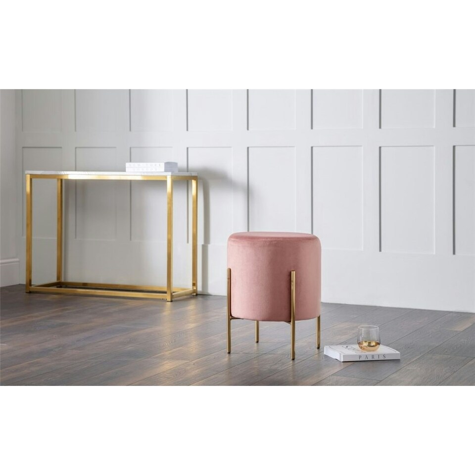 image 1 of Dusky Pink Velvet Stool