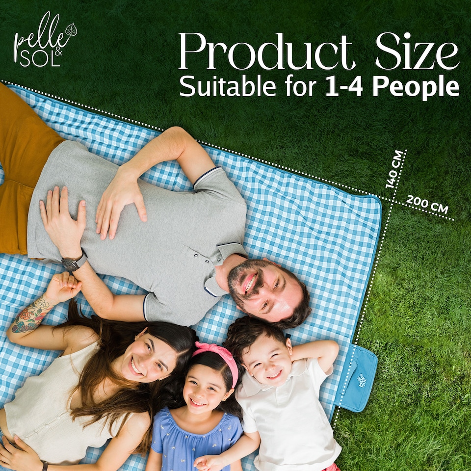 image 1 of Pelle & Sol Teal Picnic Blanket Waterproof 200x140cm