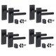 image 1 of Golden Grace 4 Sets Victorian Straight T-Bar Door Handles Latch in Matt Black with 1 Pair of 3" Ball Bearing Hinges & Latches Pack - 120mm x 40mm Backplate Black