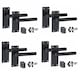image 1 of Golden Grace 4 Sets Victorian Straight T-Bar Door Handles Latch in Matt Black with 1 Pair of 3" Ball Bearing Hinges & Latches Pack - 120mm x 40mm Backplate | Black | 4 Set
