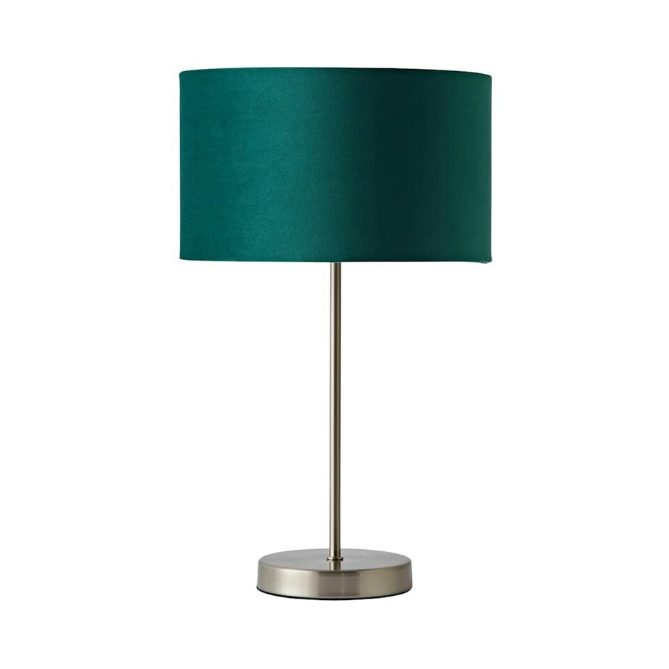 image 1 of ValueLights Charlie Brushed Chrome Stem Table Lamp Green Shade Green