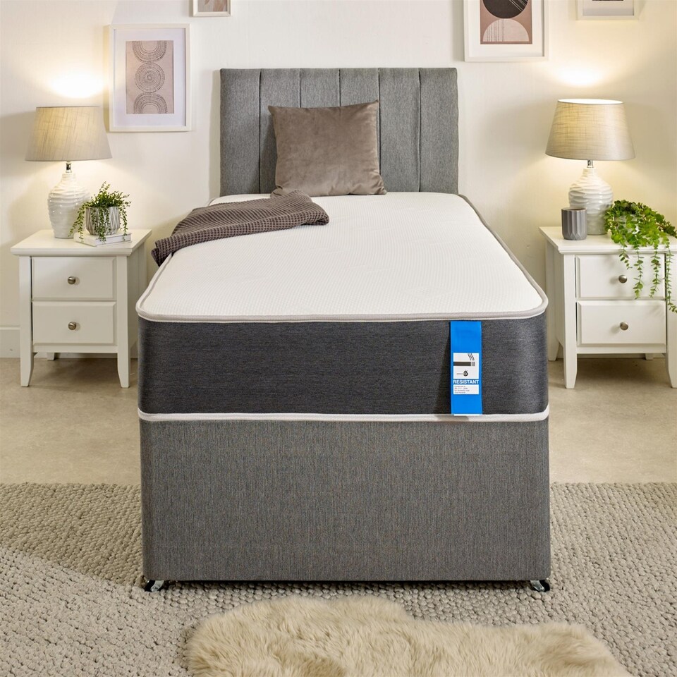 image 1 of Linear Cool Touch Hybrid Mattress - 20cm Deep, Soft Firmness | Grey | Short Single