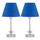 image 1 of Set of 2 Chrome Jewelled Table Lamps with Royal Blue Shades Chrome | Blue