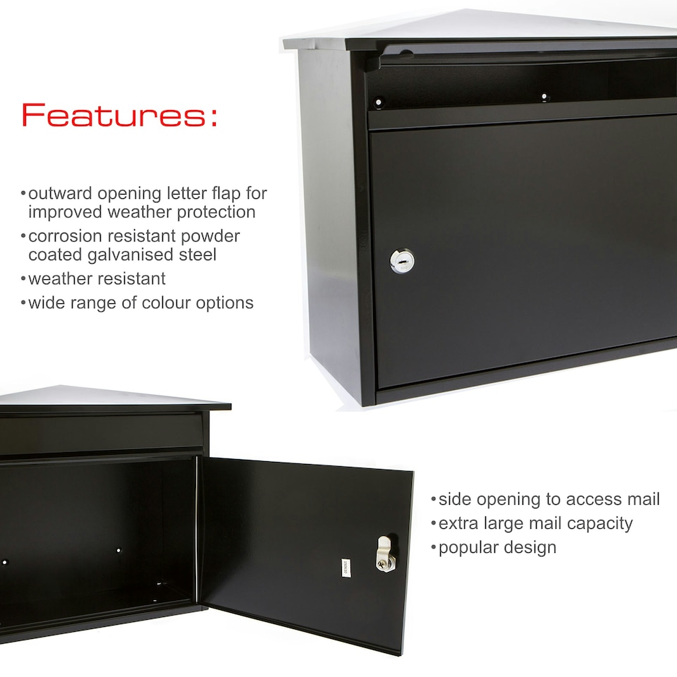 image 1 of Burg-Wachter Mersey Large Wall Mounted Galvanised Steel Post Box - 36x35x20cm Green