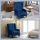 image 8 of HOMCOM Accent Armchair Home Furniture Retro Tufted Club Fabric Blue | Blue