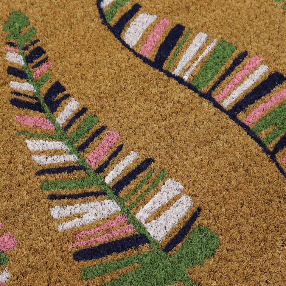 image 1 of JVL Latex Backed Coir Doormat 45x75cm, Feathers