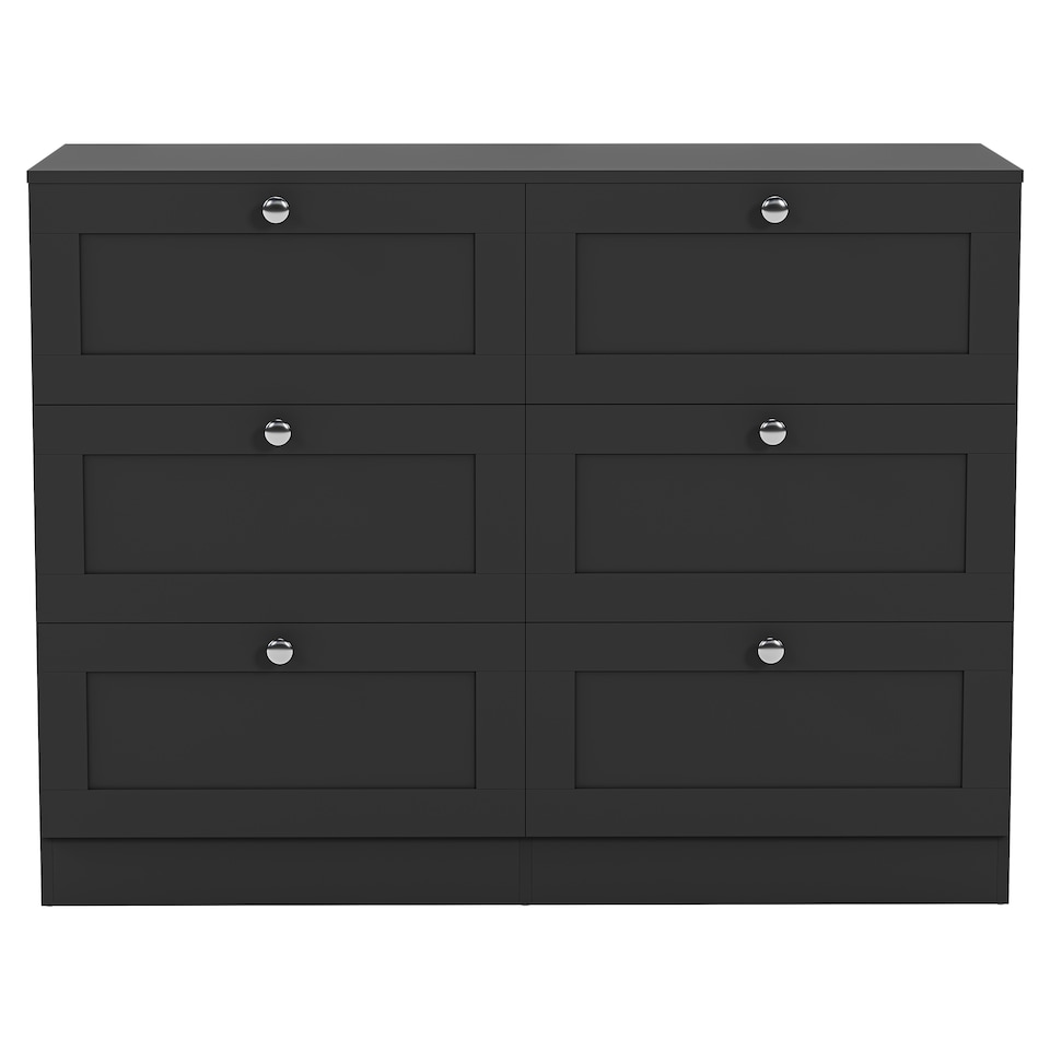 image 1 of Vida Designs Altino Black 6 Drawer Chest Storage Cabinet - H: 76.5cm x W: 100cm x D: 36cm