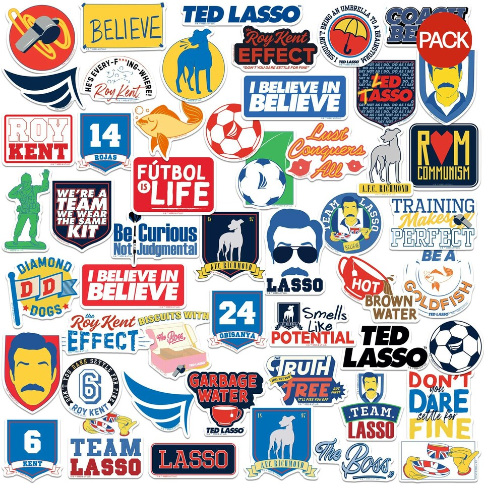 Ted Lasso Deluxe Stickers (Pack of 50) - Multicoloured - One Size (UTTV19730)