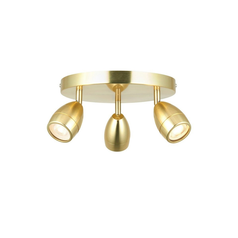 image 1 of Porto Bathroom Round Spotlight, Satin Brass Plate, Glass, IP44