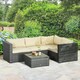 image 2 of Outsunny 3Pcs Rattan Corner Sofa Set with Coffee Table, Cushion, Beige