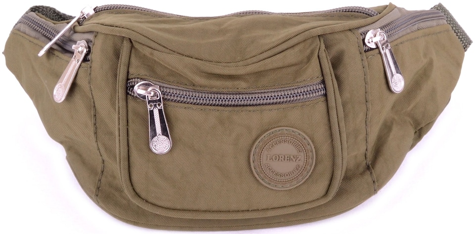image 1 of Lorenz Womens Crinkled Nylon Bum Bag / Waist Bag / Money Holder (Taupe) | Green | Green