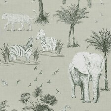 Arthouse Lagoon Safari Metallic Wallpaper - Grey/Stone - 10m x 53cm Grey