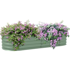Outsunny Galvanised Raised Garden Bed Planter Box with Safety Edging, Dark Grey