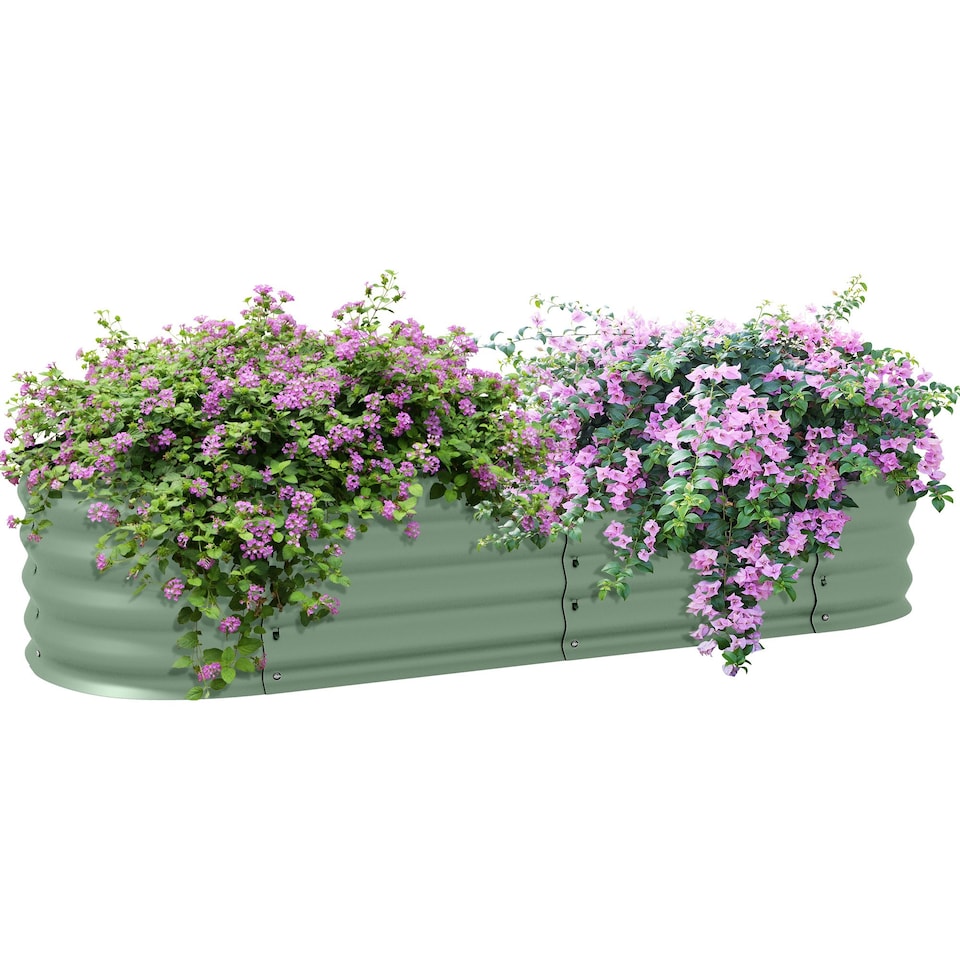 image 1 of Outsunny Galvanised Raised Garden Bed Planter Box with Safety Edging, Dark Grey