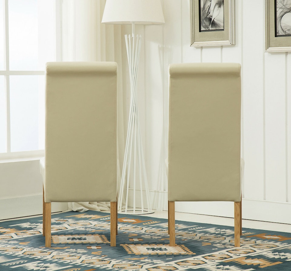 image 1 of MCC Direct Deluxe High Back Leather Dining Chairs Cream