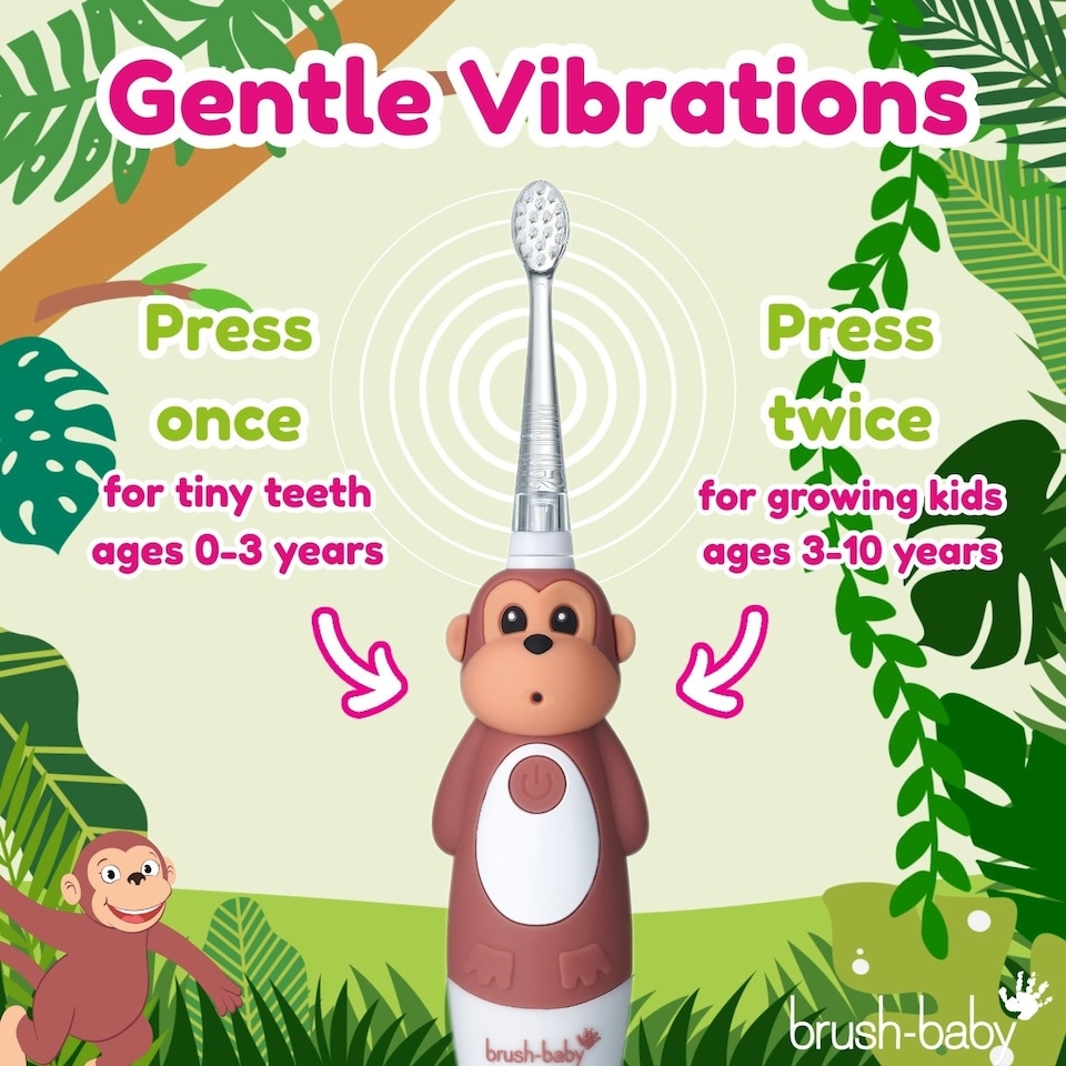 image 1 of Brush Baby WildOnes™ Monkey Kids Electric Rechargeable Toothbrush