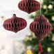 image 2 of Burgundy Honeycomb Lantern with Tassel Hanging Paper Bauble Decoration 15cm