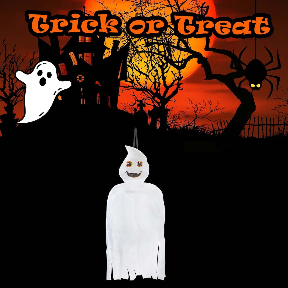image 1 of PMS Hanging Ghost Halloween Decoration - 90 x 39.5 cm, White