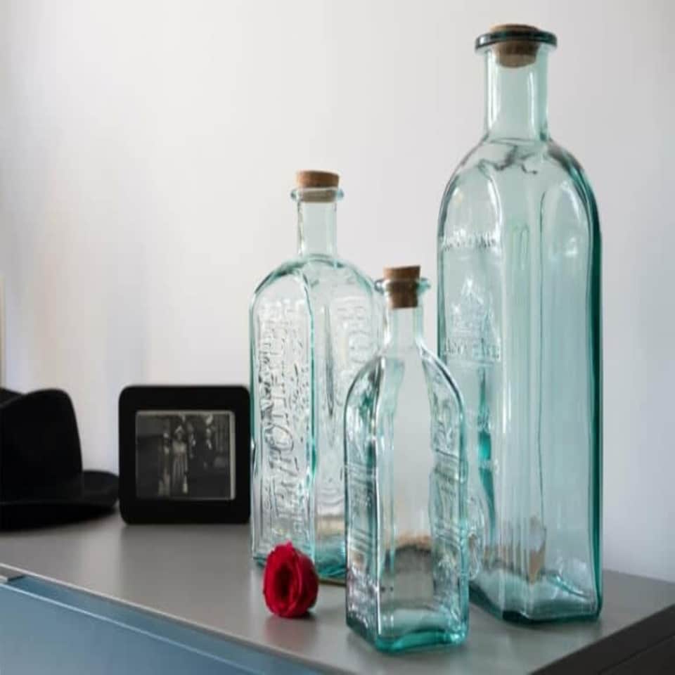image 1 of Verano Spanish Ceramics Recycled Glass Large Bottle w/ Cork - 4.6L Clear | One Size