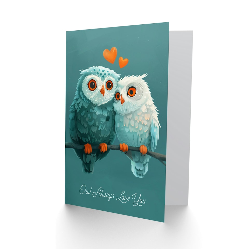 image 1 of Always Love You Pun Two Cute Owls On Branch Partner Anniversary Card