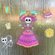image 2 of Assorted Day of The Dead Halloween Gel Stickers Window Decorations