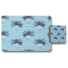 Palm Trees on Blue (Placemat & Coaster Set)