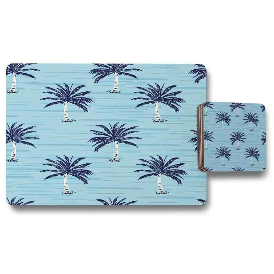 image 1 of Palm Trees on Blue (Placemat & Coaster Set)