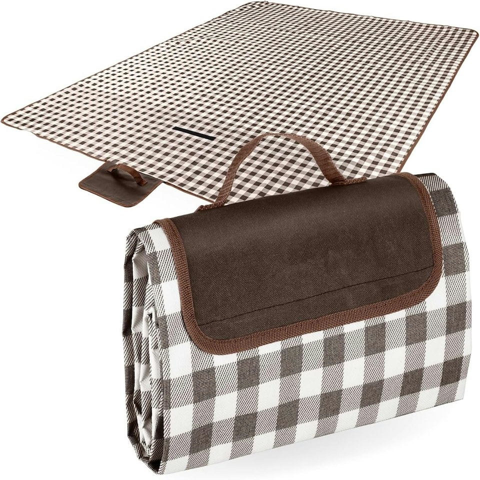 image 1 of Straame Premium Waterproof & Sandproof Picnic Blanket – Foldable, Portable (Brown) Brown