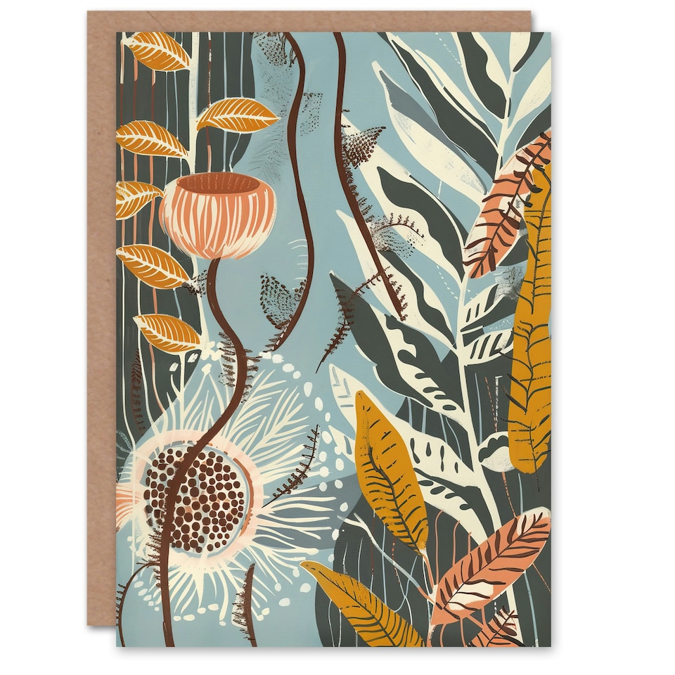 image 1 of Abstract Pastel Poppy Husks Botanical Design Her Birthday Card