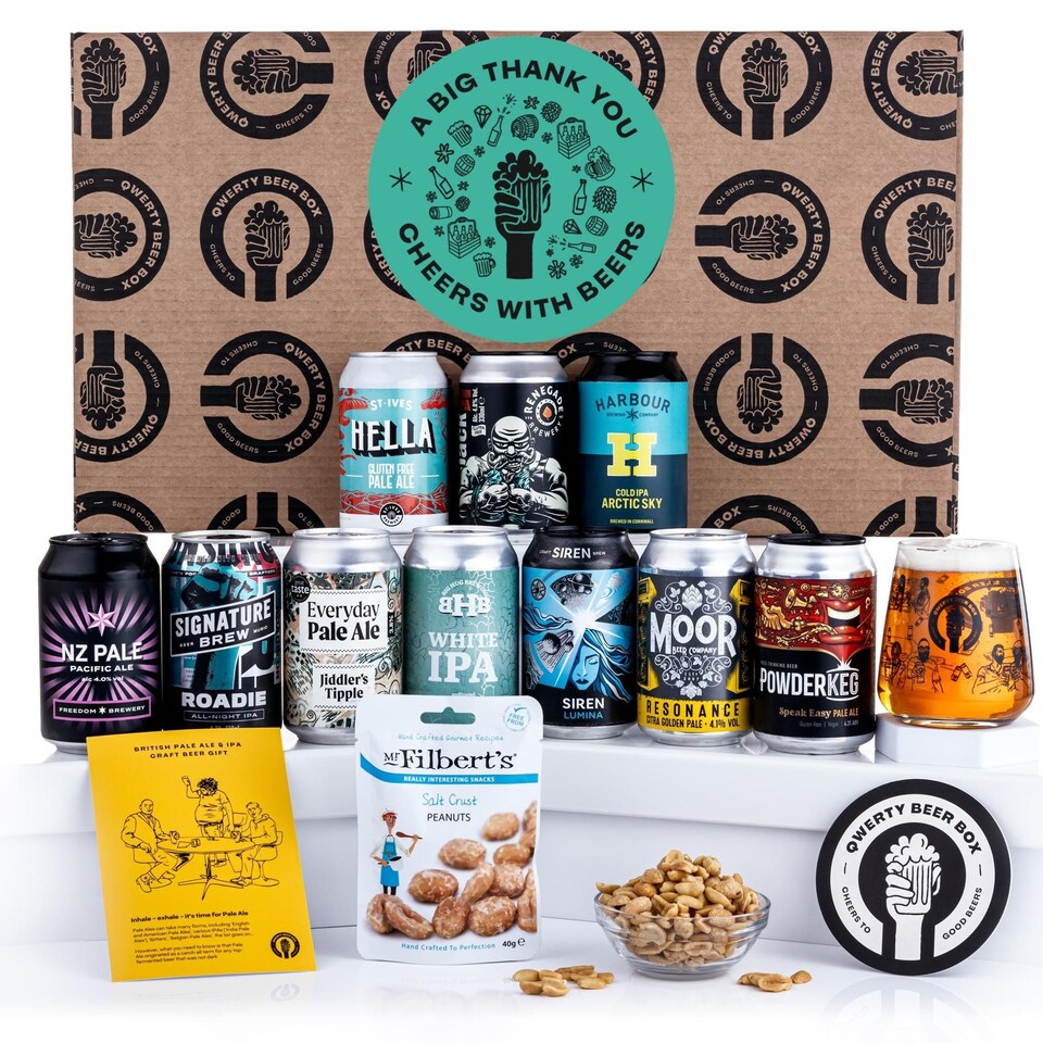 image 1 of QWERTY Beer Box Thank You Pale Ale & IPA Beer Gift Hamper