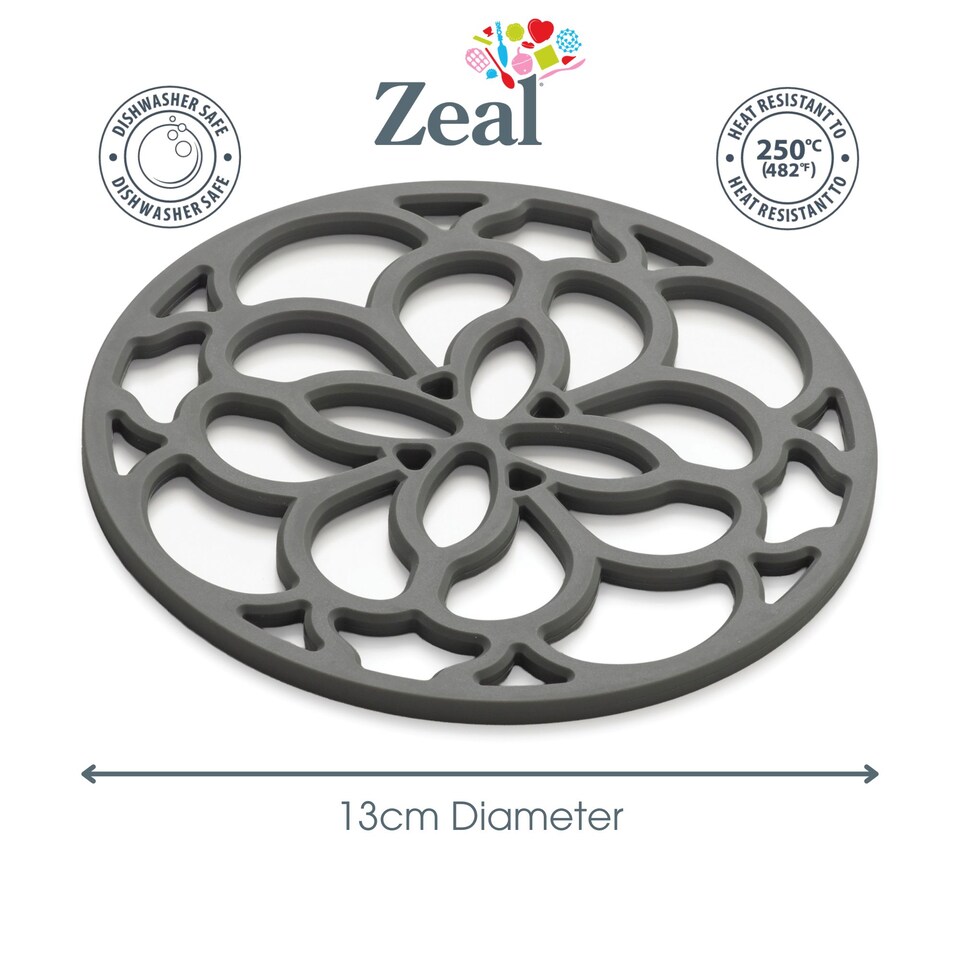 image 1 of Zeal Mini Silicone Heritage Circular Trivet, 13cm, Elephant Grey