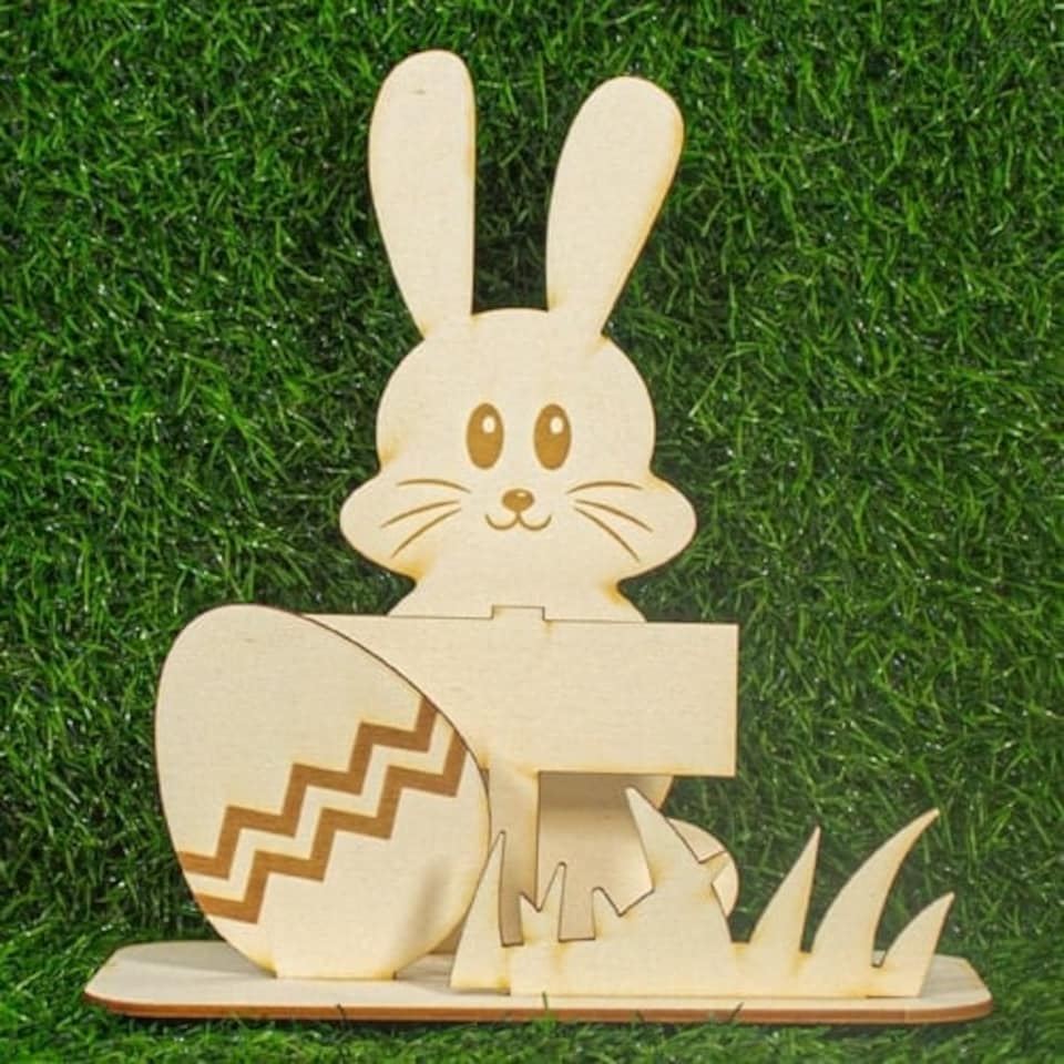 Wooden Easter Bunny Scene Decoration Kit