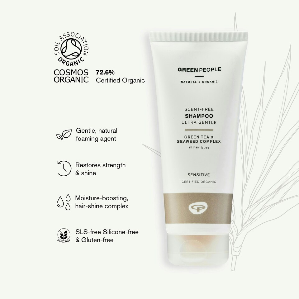 image 1 of Green People Fragrance Free Shampoo - For Sensitive Scalps, Hypoallergenic - Green Tea & Seaweed - Silicone Free, Organic, Vegan - 200ml