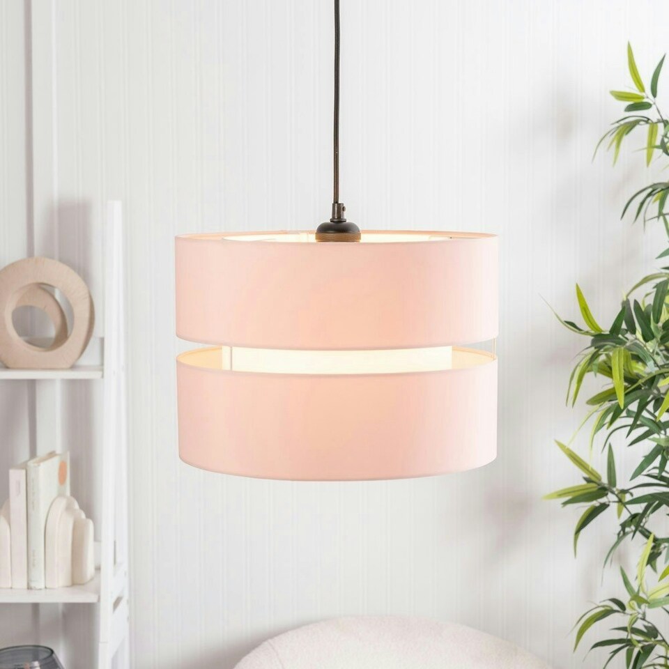 image 1 of ValueLights Sophia Pair Small Blush 2 Tier Ceiling Light Shades Pink