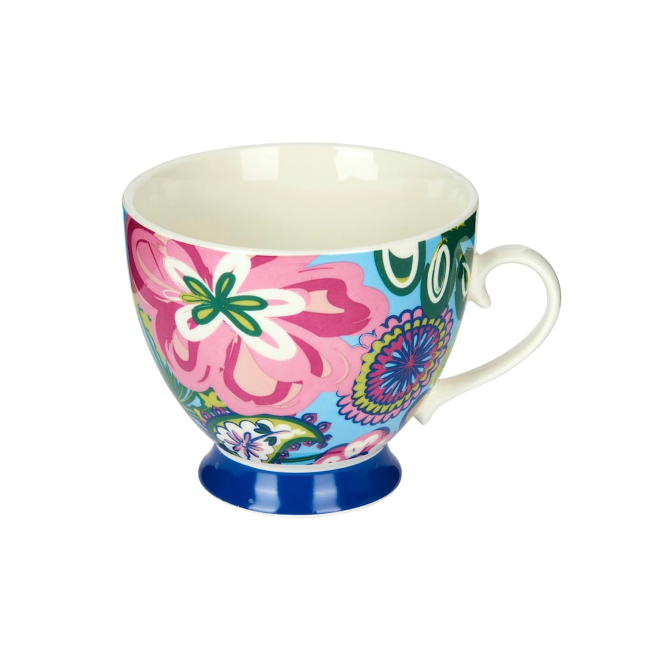 image 1 of KitchenCraft China Bright Floral Footed Mug | Multi | 1
