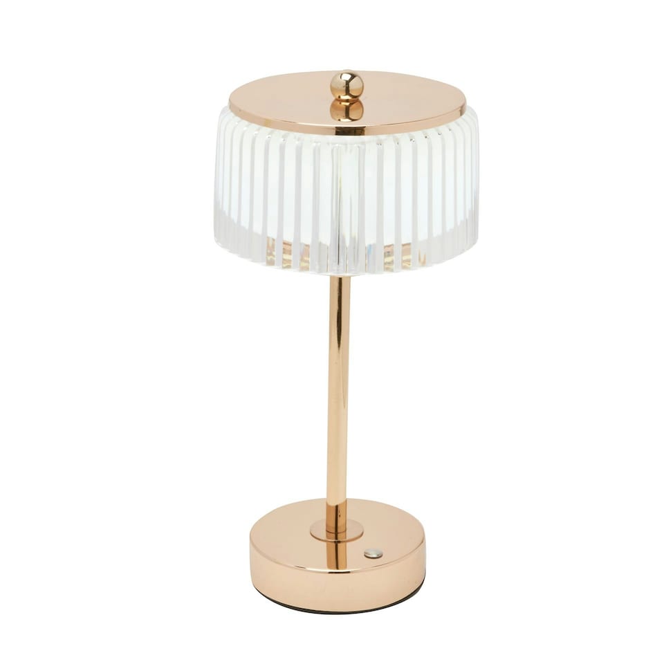 image 1 of Hestia Crystal USB LED Touch Table Lamp with Gold Base & Trim
