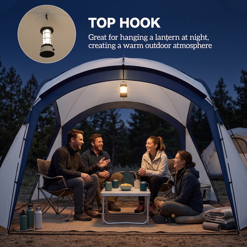 image 1 of Outsunny Outdoor Gazebo Event Dome Shelter Party Tent for Garden Cream and Blue