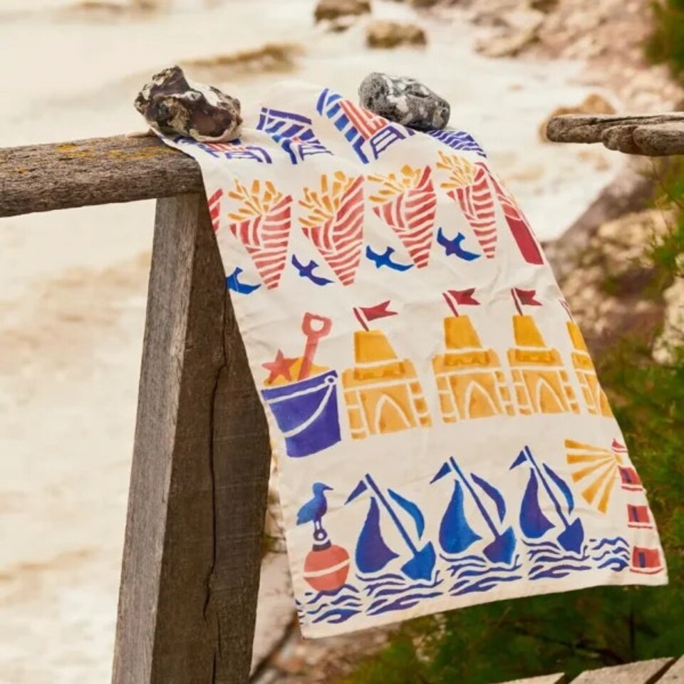 image 1 of Tea Towel: 1 x Emma Bridgewater Seaside Icons Tea Towel, 100% Cotton White