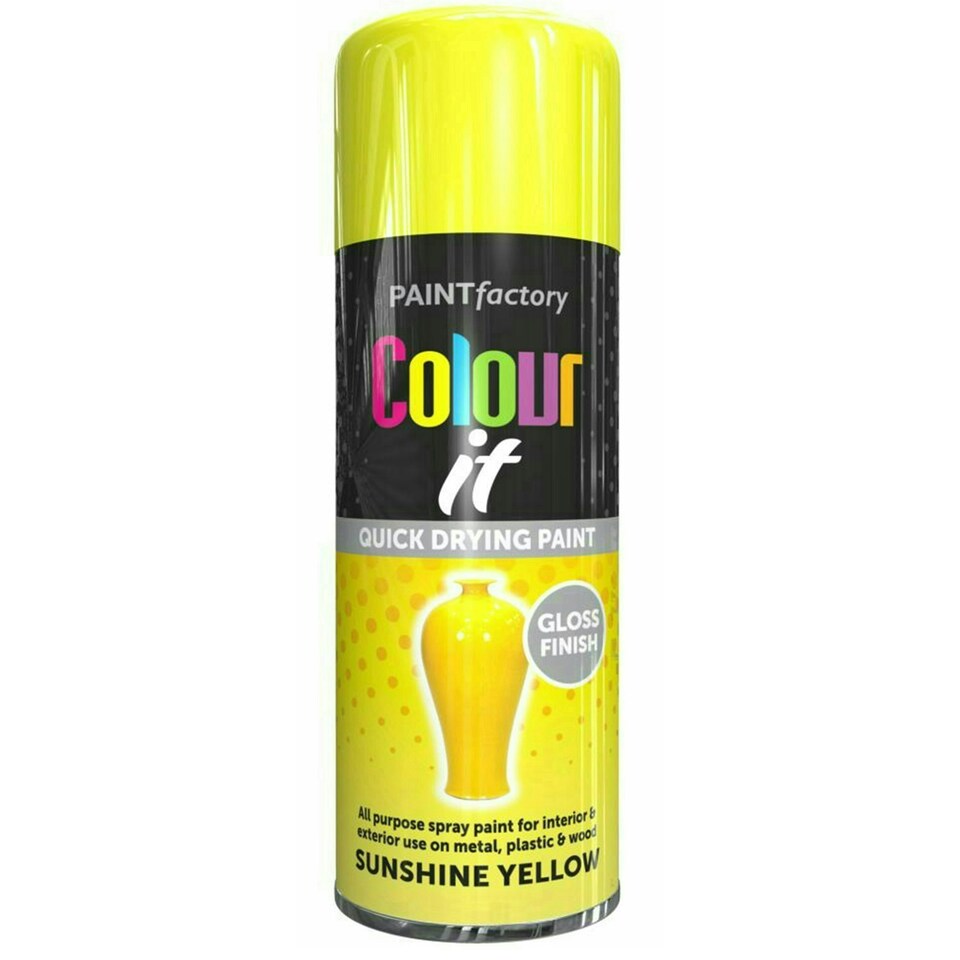 image 1 of Primer Spray Paint Aerosol Auto Car Wood Metal 250ml Yellow
