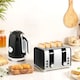 image 1 of HOMCOM Retro Kettle and Toaster Set with Temperature Gauge, 1.7L 3000W Rapid Boil Jug Kettle with Otter Thermostat, Limescale Filter, 4 Slice Toaster with 7 Browning Controls, Crumb Tray, Black | Black